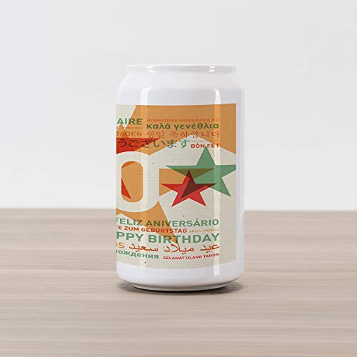Ambesonne 50th Birthday Cola Can Shape Piggy Bank, Happy Birthday in All Languages Retro Style Backdrop with Stars Print, Ceramic Cola Shaped Coin Box Money Bank for Cash Saving, Green Red Orange Ambesonne 50th Birthday Cola Can Shape Piggy Bank, Happy Birthday in All Languages Retro Style Backdrop with Stars Print, Ceramic Cola Shaped Coin Box Money Bank for Cash Saving, Green Red Orange