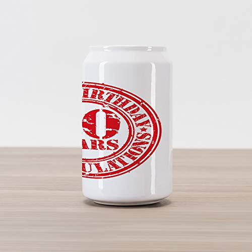 Ambesonne 80th Birthday Cola Can Shape Piggy Bank, Happy Birthday Print Retro Grunge Stamp for 80 Years Old Image Print, Ceramic Cola Shaped Coin Box Money Bank for Cash Saving, Red and White Ambesonne 80th Birthday Cola Can Shape Piggy Bank, Happy Birthday Print Retro Grunge Stamp for 80 Years Old Image Print, Ceramic Cola Shaped Coin Box Money Bank for Cash Saving, Red and White