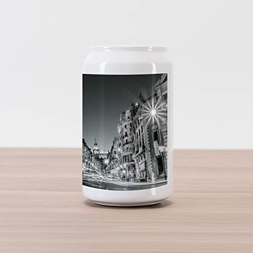 Ambesonne Black and White Cola Can Shape Piggy Bank, Madrid City at Nighttime in Spain Main Street Architecture, Ceramic Cola Shaped Coin Box Money Bank for Cash Saving, Black White Grey Ambesonne Black and White Cola Can Shape Piggy Bank, Madrid City at Nighttime in Spain Main Street Architecture, Ceramic Cola Shaped Coin Box Money Bank for Cash Saving, Black White Grey