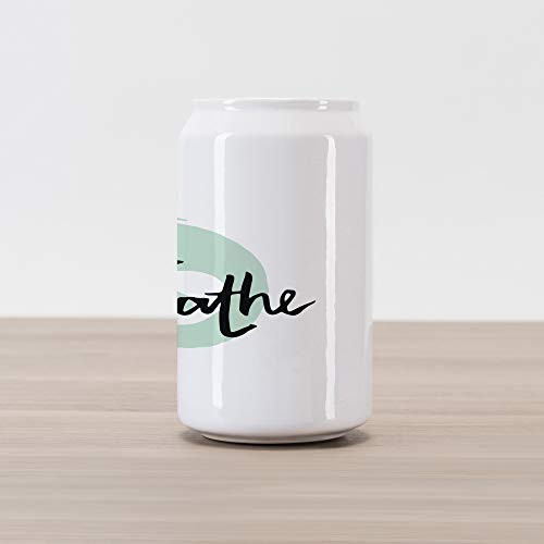 Ambesonne Just Breathe Cola Can Shape Piggy Bank, Inspirational Positive Saying with Modern Brush Calligraphy Art, Ceramic Cola Shaped Coin Box Money Bank for Cash Saving, Mint Green Black White Ambesonne Just Breathe Cola Can Shape Piggy Bank, Inspirational Positive Saying with Modern Brush Calligraphy Art, Ceramic Cola Shaped Coin Box Money Bank for Cash Saving, Mint Green Black White