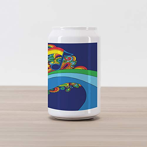 Ambesonne Music Cola Can Shape Piggy Bank, Colorful Sixties Inspired Floral Composition with Notes on a Blue Toned Background, Ceramic Cola Shaped Coin Box Money Bank for Cash Saving, Multicolor Ambesonne Music Cola Can Shape Piggy Bank, Colorful Sixties Inspired Floral Composition with Notes on a Blue Toned Background, Ceramic Cola Shaped Coin Box Money Bank for Cash Saving, Multicolor