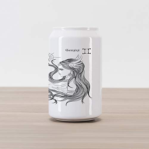 Ambesonne Zodiac Gemini Cola Can Shape Piggy Bank, Line Art Style Ladies with Long Hair Looking at Each Other Esoteric Art, Ceramic Cola Shaped Coin Box Money Bank for Cash Saving, Black and White Ambesonne Zodiac Gemini Cola Can Shape Piggy Bank, Line Art Style Ladies with Long Hair Looking at Each Other Esoteric Art, Ceramic Cola Shaped Coin Box Money Bank for Cash Saving, Black and White