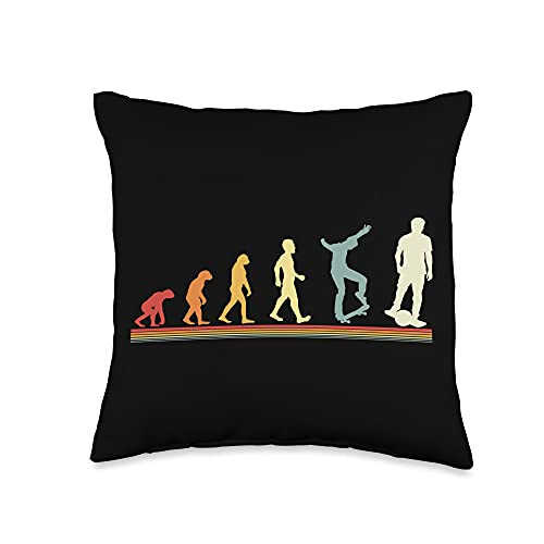 Funny One Wheel Owner Electric Skateboard Evolution of One Wheel Electric Float Skateboard Owner Gifts Throw Pillow, 16x16, Multicolor