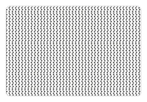 Ambesonne Abstract Pet Mat for Food and Water, Vertically Arranged Hearts on Strings Hanging on a Plain Background, Non-Slip Rubber Mat for Dogs and Cats, 18" X 12", Charcoal Grey and White