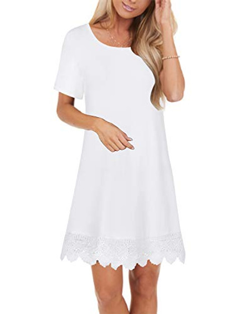 ZANZEA Women Summer Casual T-Shirt Dress Short Sleeve Loose Tunic Dress Flowy Swing Mini Dress Shift Dresses Beach Sundress B-White Large ZANZEA Women Summer Casual T-Shirt Dress Short Sleeve Loose Tunic Dress Flowy Swing Mini Dress Shift Dresses Beach Sundress B-White Large
