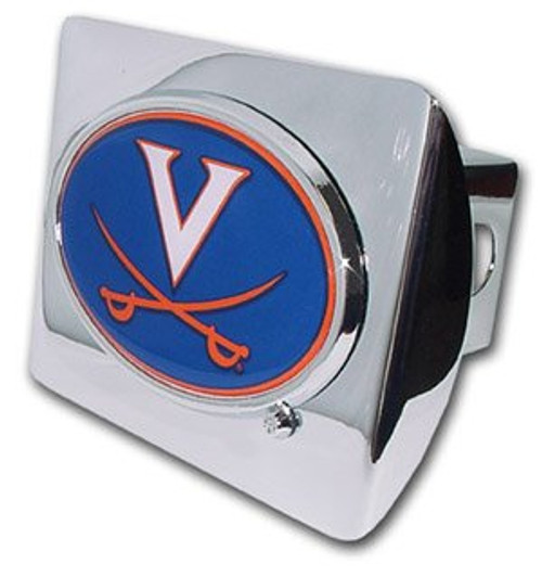 University of Virginia Cavaliers "Bright Polished Chrome with Color "V" Emblem" NCAA College Sports Trailer Hitch Cover Fits 2 Inch Auto Car Truck Receiver University of Virginia Cavaliers "Bright Polished Chrome with Color "V" Emblem" NCAA College Sports Trailer Hitch Cover Fits 2 Inch Auto Car Truck Receiver