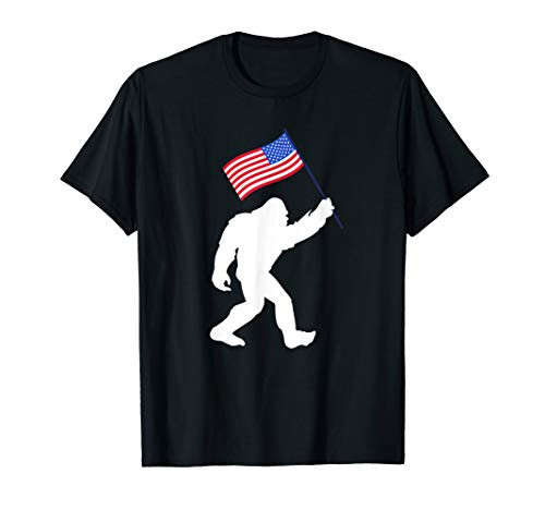 Bigfoot With American Flag Funny 4th Of July T-Shirt Bigfoot With American Flag Funny 4th Of July T-Shirt