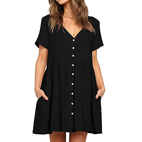NODPAN Women Dress Loose V Neck Short Sleeve Sundress Floral Flowy Swing Beach Dress Summer Tunic Dress NODPAN Women Dress Loose V Neck Short Sleeve Sundress Floral Flowy Swing Beach Dress Summer Tunic Dress