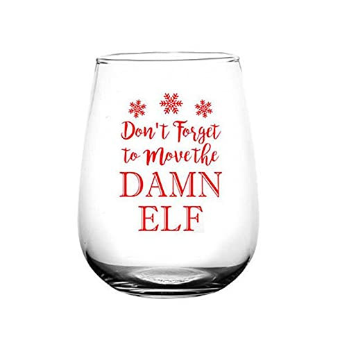 Move the Elf Stemless Wine Glass - Cute Wine Glass - Wine Glasses - Printed Wine Glass - Christmas Gift - Gifts