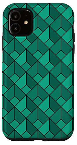 iPhone 11 Geometric Pattern Turquoise Square Figures Polygons Modern Case