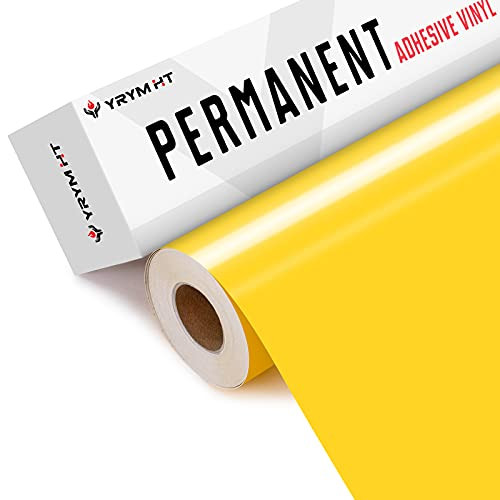 Yellow Permanent Vinyl Roll - 12" x 50 FT Glossy Yellow Adhesive Vinyl for Cricut, Silhouette, Cameo Cutters, Yellow Vinyl Roll for Signs, Scrapbooking, Craft, Die Cutters