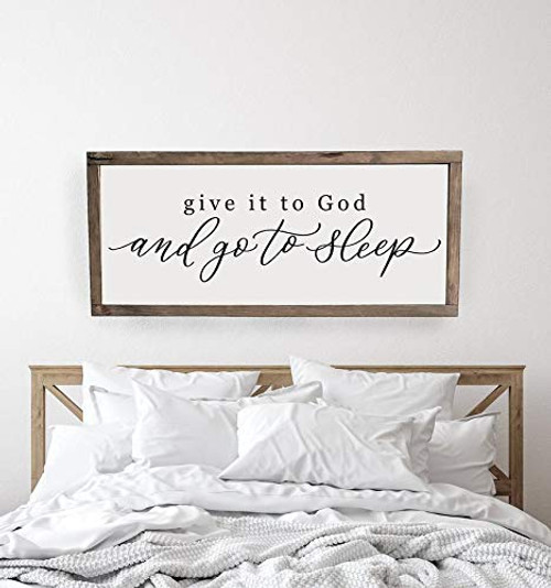 Master Bedroom Sign - give it to God and go to Sleep - Master Bedroom Wall Decor - Bedroom Wall Art - Wood Framed Signs Master Bedroom Sign - give it to God and go to Sleep - Master Bedroom Wall Decor - Bedroom Wall Art - Wood Framed Signs