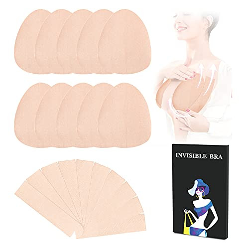 Invisible Lift Up Bra with Breast Tape 5 Pairs Lift Up Invisible Bra Tape Set for All Cup Breathable Arbitrarily Cuttable Invisible Lifting Backless Sticky Bra Boobs Tape Push Up Boob Strapless Bras