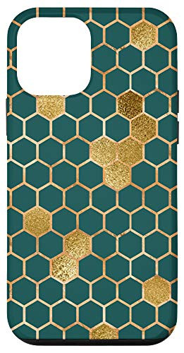 iPhone 12 mini Bees Honeycomb Yellow Honey Hexagon Bees Hive Pattern -Green Case