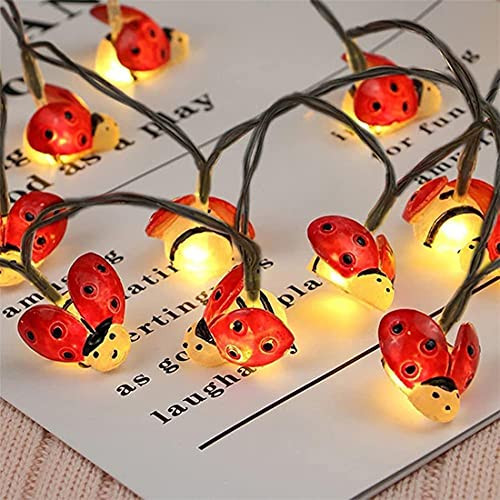 Ladybugs String Lights,WONFAST Waterproof 30Led Warm White Ladybugs Shape Solar Powered Animal Insect Fairy String Lights for Outdoor Garden Summer Party Wedding Xmas Decoration -Ladybug-