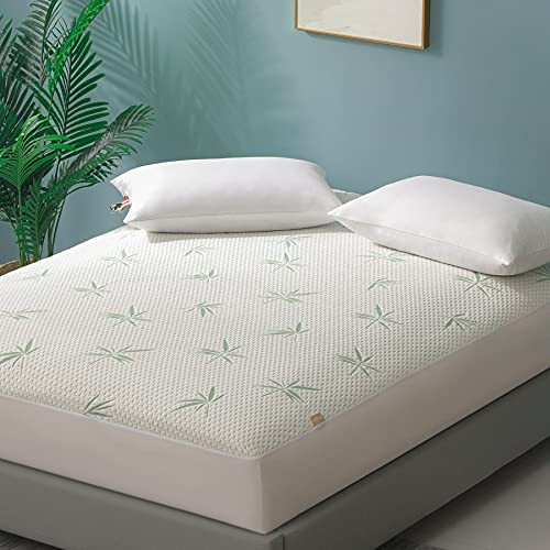 JET'S HOME Twin Bamboo Waterproof Mattress Protector - Breathable Noiseless Mattress Cover Fitted Deep Pocket Ultra Soft Mattress Pad Cover
