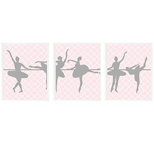 Ballerina Wall Art, Baby Girl Nursery, Girl Room Decor, Ballet Art, Dancer Bedroom, Ballet Decor, Pink Gray, Quatrefoil Print, Girl Room