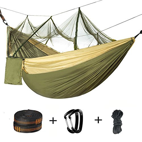 Double Camping Hammock with Mosquito Net - 2 Person Parachute Hammock Lightweight Portable Hammock with Tree Straps for Backpacking Travel Beach Hiking Garden Yard Kids Outdoor Hammocks Bug Net Tent Double Camping Hammock with Mosquito Net - 2 Person Parachute Hammock Lightweight Portable Hammock with Tree Straps for Backpacking Travel Beach Hiking Garden Yard Kids Outdoor Hammocks Bug Net Tent