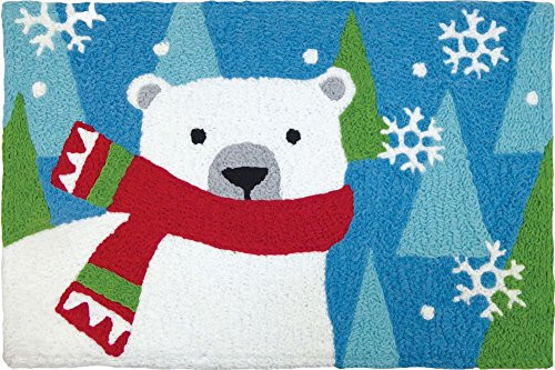 Jellybean Holiday Accent Rug, Polar Bear With Scarf