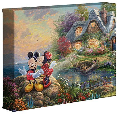 Thomas Kinkade Studios Disney's Mickey and Minnie Sweetheart Cove 8 x 10 Gallery Wrapped Canvas