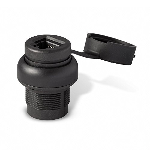 ASI PP2RJ45BL Weatherproof RJ45 to RJ45 Bulkhead Connector, Ethernet, Female to Female Black Bezel