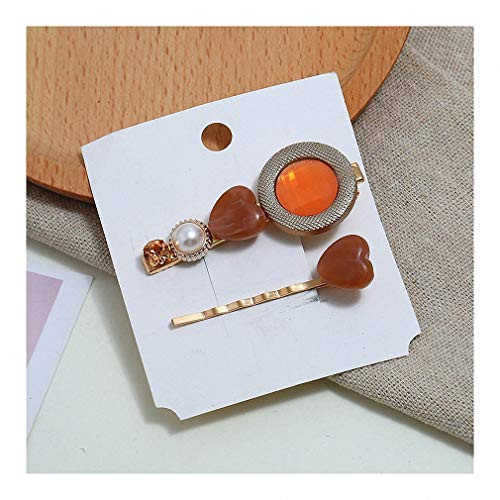 Pudwy 2 pcs/set Pearl Metal Hair Clip Barrette Comb Bobby Pin Hairband Hairpin Headdress Styling Hair Accessories Orange