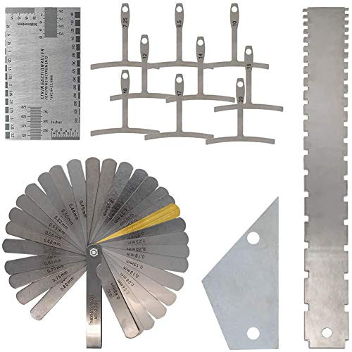Guitar Luthier Tools Set Including Guitar Radius Gauge String action ruler Steel Feeler Gauge Guitar Notched Radius Gauges for Guitar and Bass Setup