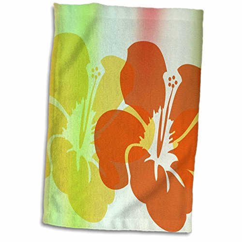 3D Rose Yellow and Orange Tropical Flowers - Hawaiian Inspired Floral Print TWL-59129-1 Towel, 15" x 22"
