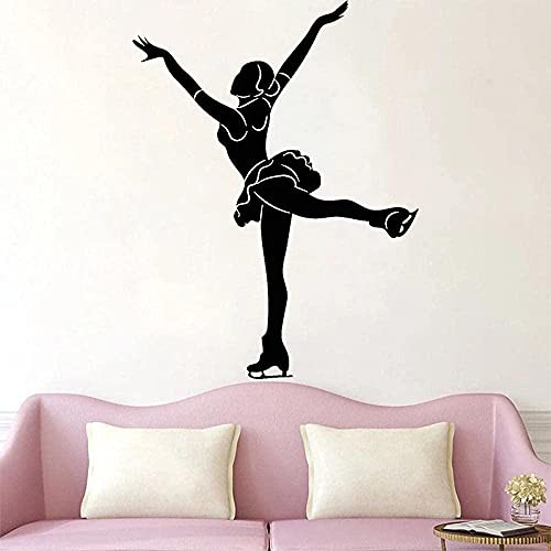 Fashion Wall Stickers Figure Skating Wall Sticker Ice Dancing Sport Vinyl Decal Girls Room Decoration Removable Home Decor Dancer Mural - Size- 42x55cm