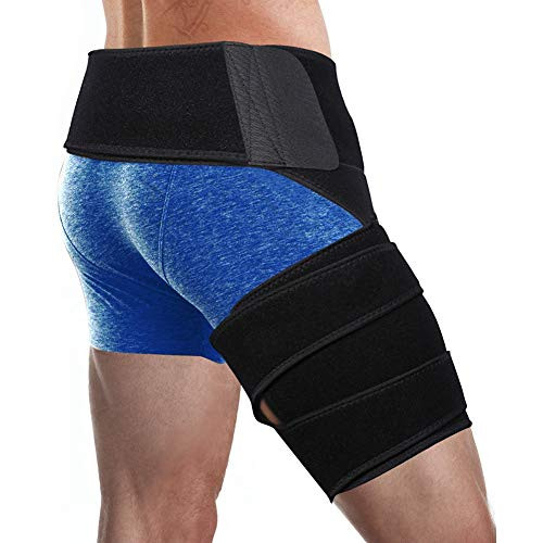 Hip Compression Brace, Thigh Support Groin Brace Sciatica Relief Wrap Adjustable Groin Hip Thigh Quad Hamstring Joints, Hamstring Recovery Support Sciatica Nerve Pain Relief