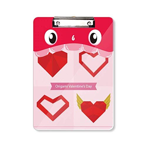 Red Abstract mas Heart Origami Mouth Clipboard Folder File Pad Backing Plate A4