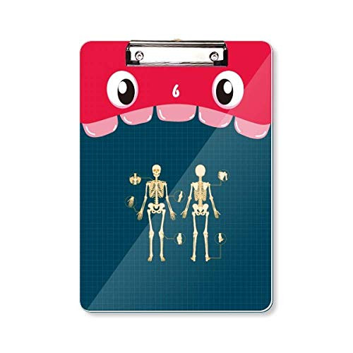 Skeleton Illustration Human Skeleton Mouth Clipboard Folder File Pad Backing Plate A4