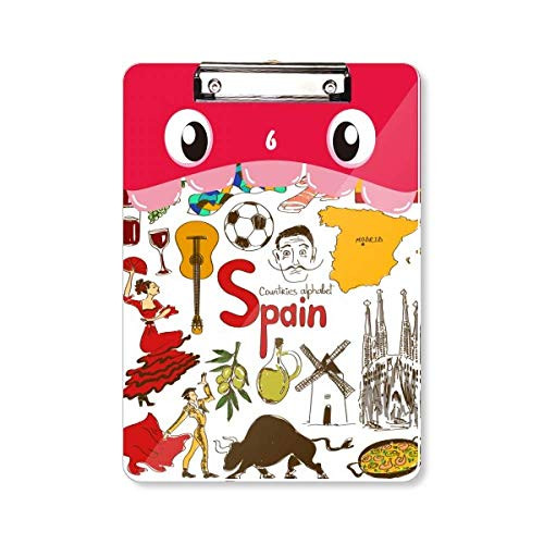 Spain Landscap Animals National Flag Mouth Clipboard Folder File Pad Backing Plate A4