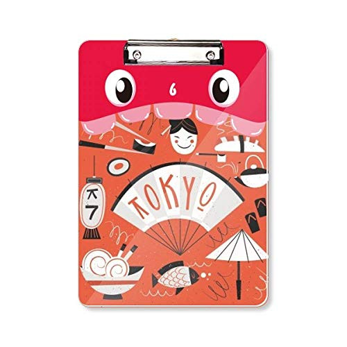 Sushi Geisha Japan Tokyo Japanese Mouth Clipboard Folder File Pad Backing Plate A4