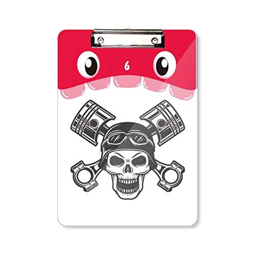 Skeleton Motorcycle Lights Goggles Pattern Mouth Clipboard Folder File Pad Backing Plate A4