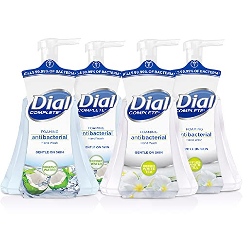 Dial Complete Antibacterial Foaming Hand Wash, Coconut Water/Soothing White Tea, 15 oz -Pack of 4-