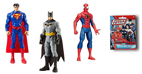 DC and Marvel Super Hero Bundle: Superman, Batman, Spider-Man and a Justice League Sticker Book