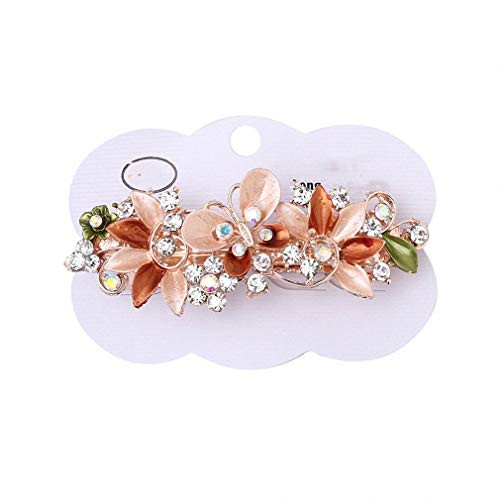 Pudwy Women Resin Hairpins Hairgrips Girls Flower Barrettes Crystal Hair Clip Tiara Elegant Wedding Hair Accessories Orange