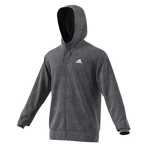 adidas Men's Team Issue Full Zip Fleece Hoodie Dark Grey Heather X-Large