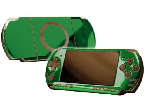 Green Chrome Mirror Vinyl Decal Faceplate Mod Skin Kit for Sony PlayStation Portable 2000 -PSP-Slim- Console by System Skins