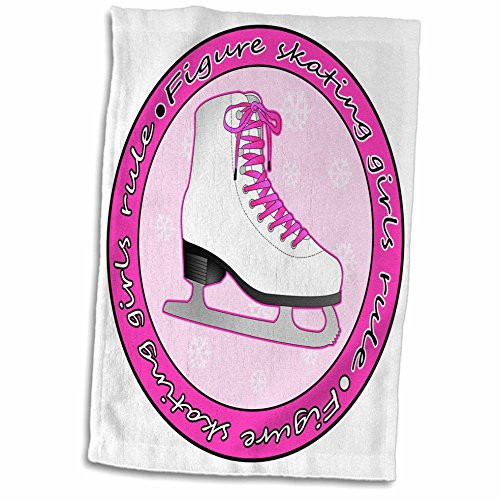 3D Rose Figure Girls Rule Pink Skate Hand/Sports Towel, 15 x 22