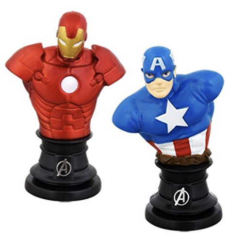 2 Piece Paperweight Set Captain America and Iron Man Marvels Avengers Comics Figures Office Desk Art Men Statue Pose
