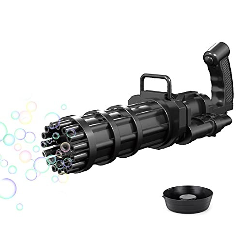 Gatling Bubble Machine for Kids - Automatic Bubble Maker, 15 Holes Gatling Bubble Blower, Kids Bubble Gun Outdoor Toys, Bubbles for Kids Outside, Bubble Toy for Toddlers Boys Girls