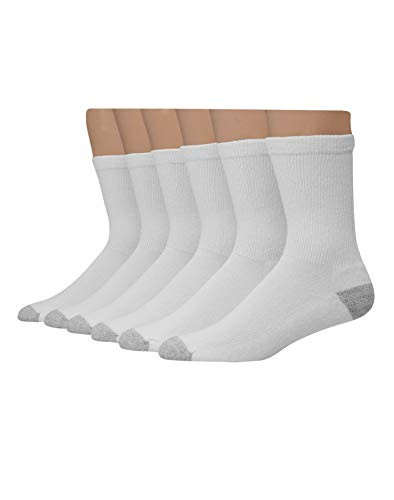 Hanes Ultimate Mens X-Temp FreshIQ Crew Socks 6-Pack, 6-12, White