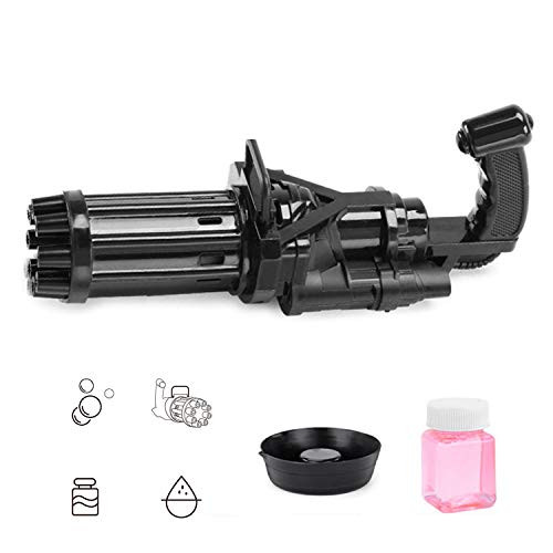 TaiWang Bubble Machine Bubble Guns for Kids, Automatic Bubble Blower with Bubble Solution, Easy Refill Bubble Blaster Bubble Maker Toys for Boys, Girls, Birthday Gift and Outdoor,Black