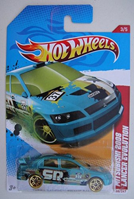 HOT WHEELS 2012 THRILL RACERS SWAMP RALLY TEAL MITSUBISHI 2008 LANCER EVOLUTION 188/247 PR5 WHEELS INTERNATIONAL CARD