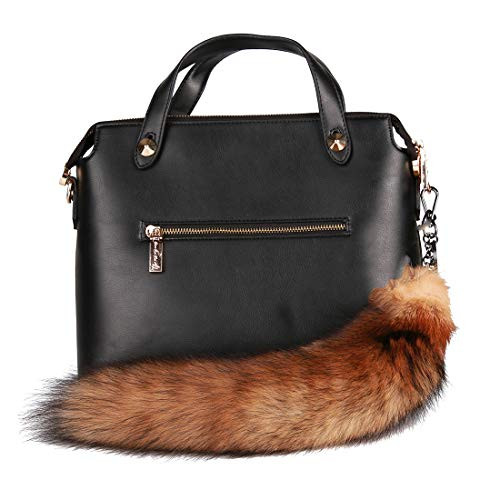 URSFUR Canadian Red Fox Tail Fur Key Chain Tassel Bag Charm Pendant Keychain