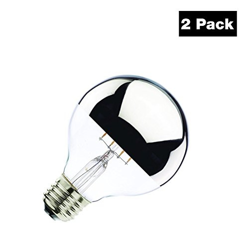 GoodBulb 4 Watt LED Half Chrome Bulb G25 Globe Shape, E26 Medium Base, 120 Volt, 2700K Décor Lighting 2 Pack