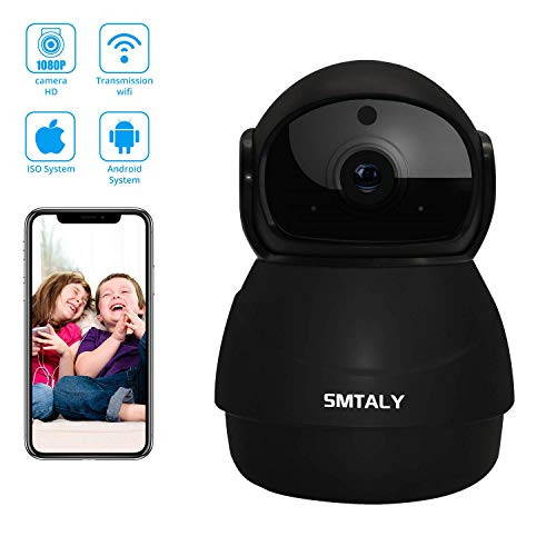 SMTALY HD 1080P Home IP Security WiFi Camera, Panoramic Viewing Surveillance Camera with Night Vision 2-Way Audio Auto-Cruise Motion Detection Wireless HD Dome Camera for Pet/Baby/Elder