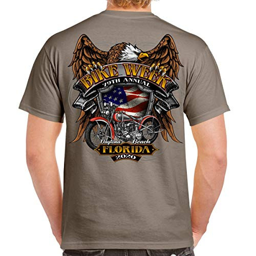 2020 Bike Week Daytona Beach Rebel Rider T-Shirt Brown Savana